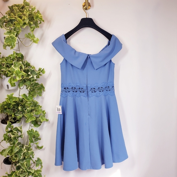 NWT B. DARLIN Juniors Blue Swing Flare Mini Dress - Picture 9 of 11